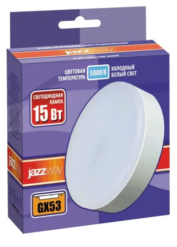 Лампа светодиодная PLED-GX53 15Вт таблетка матовая 5000К холод. бел. GX53 1300лм 230В JazzWay 2855466 фото 2