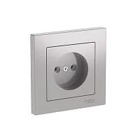 Розетка AtlasDesign 16А без заземл. быстрозажим. клем. в сборе алюм. SE ATN000340S