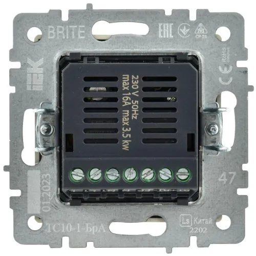 Термостат электронный с индик. BRITE СП IP20 ТС10-1-БрА механизм алюм. IEK BR-RT11-K47 фото 6
