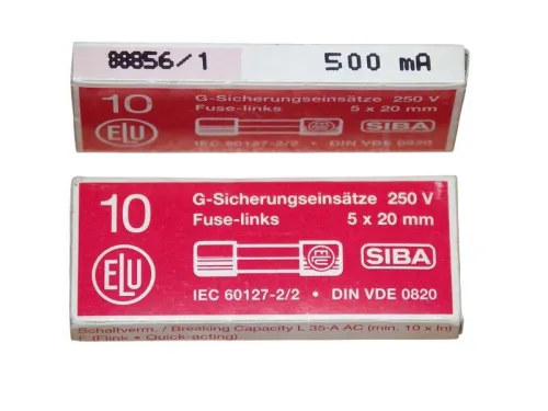 Предохранитель SIBA № 179020.0.5 (0.5А 250В 5х20мм) Электрофарфор ЦБ-00006539 фото 2