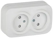 Розетка 2-м ОП GLORY РСш22-2-ХБм 10А без заземл. защ. шторки бел. матов. IEK ERH23-K01M-10
