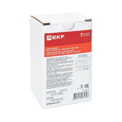 Переключатель кулачковый ПК-3-13 3П 16А "ВКЛ-ВЫКЛ" IP54 EKF pk-3-13-16 фото 3