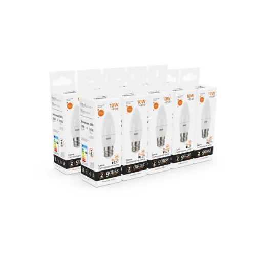 Лампа светодиодная Elementary 10Вт свеча 3000К тепл. бел. E27 750лм GAUSS 30210 фото 4