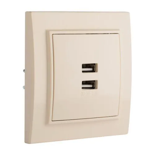 Розетка USB 2-м СП Минск 2.1А беж. EKF ERR-2USB-200 фото 2