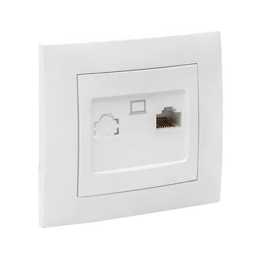 Розетка компьютерная 1-м СП Валенсия RJ45 бел. PROxima EKF EWK01-035-10 фото 3