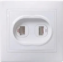 Розетка компьютерная + телефонная 2-м СП Кварта РК/Т12-КБ IP20 бел. GENERICA EIK10-K01-DM