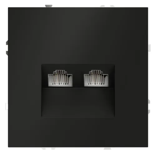 Розетка компьютерная 2-м СП S70 RJ45 + RJ45 кат.6 механизм черн. матов. Voltum VLS060208