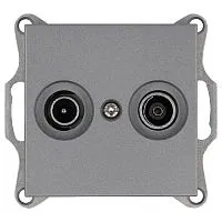 Розетка телевизионная проходная TV + FM 2-м Ф9.5мм механизм алюм. Jasmart G6205S