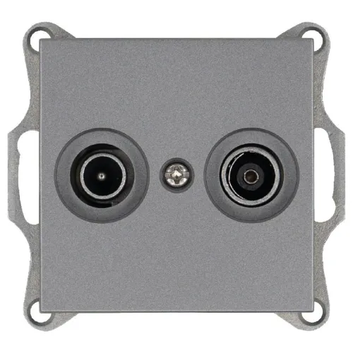 Розетка телевизионная проходная TV + FM 2-м Ф9.5мм механизм алюм. Jasmart G6205S