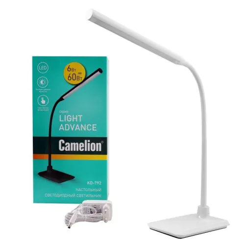 Светильник светодиодный настольный KD-792 C01 6Вт 4000К 230В сенсор. вкл. 4 уровня яркости бел. Camelion 12488 фото 3