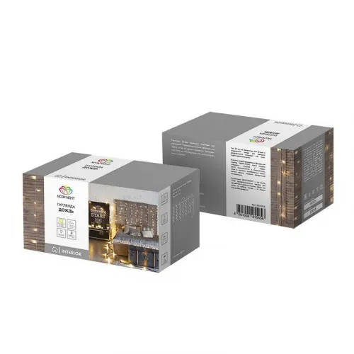 Гирлянда светодиодная "Светодиодный Дождь" 1.5х1м 96LED тепл. бел. 8Вт 230В IP20 с контроллером провод прозр. Neon-Night 235-026 фото 3