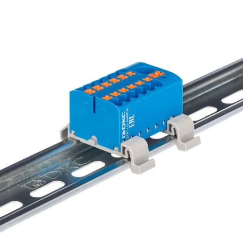 Блок распределительный зажим push-in 1 ввод 6кв.мм 12 точек подключения 25кв.мм син. DKC DTP1-112-104SPUB фото 2