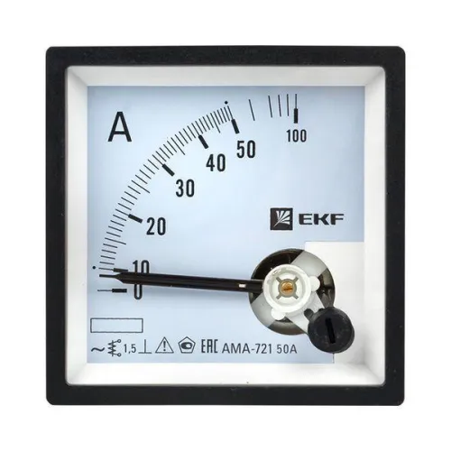 Амперметр аналоговый AM-A721 на панель 72х72 квадрат. вырез 50А прям. подкл. EKF am-a721-50/ama-721-50 фото 2