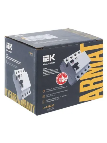 Выключатель дифференциального тока (УЗО) 4п 63А 30мА тип AC ВДТ R10N ARMAT IEK AR-R10N-4-063C030 фото 11