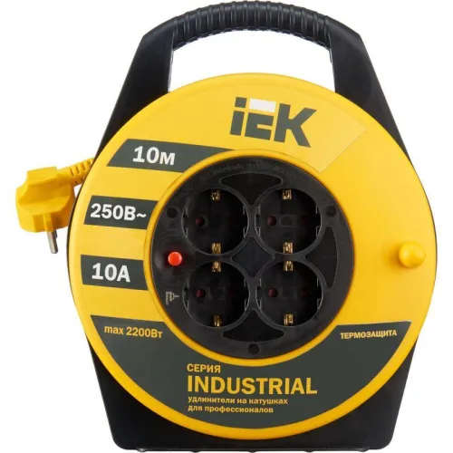 Удлинитель на катушке 4х10м с заземл. 10А IP20 Industrial УК10 3х1 термозащита IEK WKP14-10-04-10 фото 2