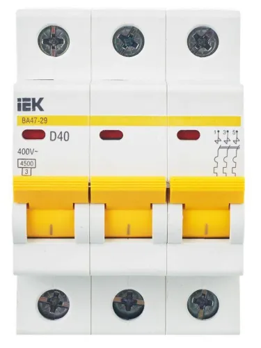 Выключатель автоматический модульный 3п D 40А 4.5кА ВА47-29 KARAT IEK MVA20-3-040-D фото 5