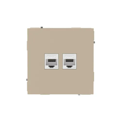 Розетка компьютерная 2-м KANT RJ45 кат.5E без шторки ванильн. марципан DKC 7015664