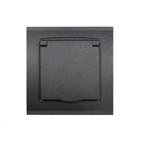 Розетка 1-м СП Бриллиант 16А IP20 с заземл. с крышкой в сборе графит Universal 7947649-Gr