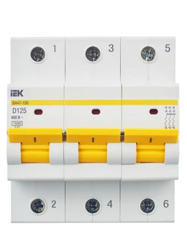 Выключатель автоматический модульный 3п D 125А 15кА ВА47-150 KARAT IEK MVA50-3-125-D фото 10