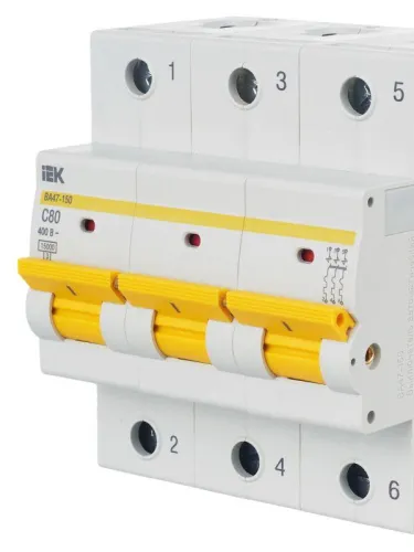 Выключатель автоматический модульный 3п C 80А 15кА ВА47-150 KARAT IEK MVA50-3-080-C фото 9