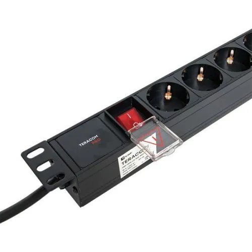 Блок PDU TERACOM PRO 19дюйм 1U 16А/250В 8 роз. Schuko с выключат. шнур 2м 3х1.5кв.мм вилка Schuko корпус алюм. черн. EKF TRP-HPD-LS-16A-8SH-2MSH фото 8