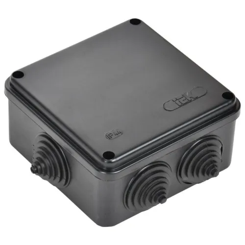 Коробка распаячная КМ41233 100х100х50мм IP44 6 вводов черн. IEK UKO11-100-100-050-K02-44 фото 5