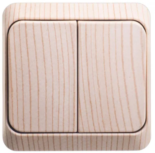 Выключатель 2-кл. ОП Этюд Дача 10А IP20 с подсветкой сосна SE BA10-006D фото 2