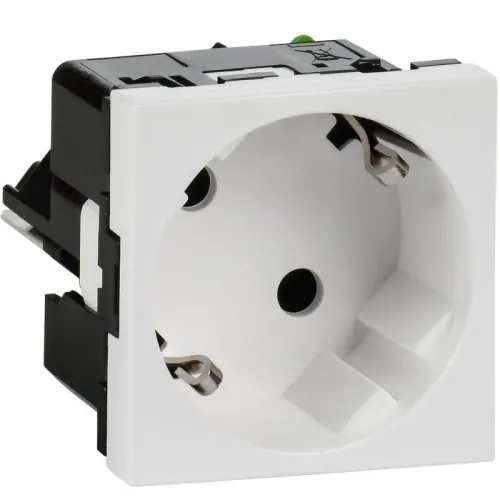 Розетка 2мод. 16А 250В 45град. с заземл. без защ. шторок безвинт. зажимы бел. ИЭК Leg 4521058
