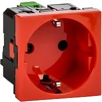 Розетка 2мод. 16А 250В 90град. с заземл. защ. шторки безвинт. зажимы красн. ИЭК Leg 4525055