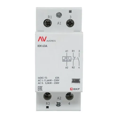 Контактор модульный КМ 63А 1NC+1NO 230В AC (2 мод.) AVERES EKF km-av-2-63-11-230V фото 2