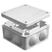 Коробка распределительная ОП 105х105х56мм IP54 с клемм. 7 выходов 4 гермоввода 16А 24 контакта крышка на винтах сер. Epplast 110058