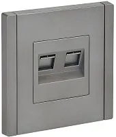 Розетка компьютерная 2-м RJ45 кат.6 FORTE&PIANO FP534 сталь IEK FP-K20-2-K46