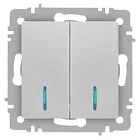 Выключатель 2-кл. СП Accent 6-105-03 10А IP20 250В с подсветкой AL/CU алюм. Intro Б0063511