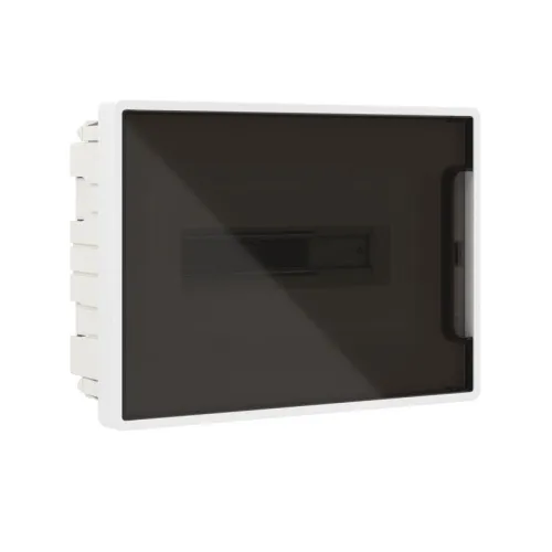 Щиток встраиваемый Фрейм (FRAME) 12мод с тонированной дверцей с 2 шинами PEN на 6 и 8 отверст. бел. DKC F12B1WD