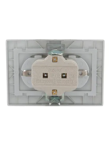 Розетка 2-м СП Mira 16А IP20 с заземл. со вставкой керамика сер. метал. LEZARD 701-1010-127 фото 3