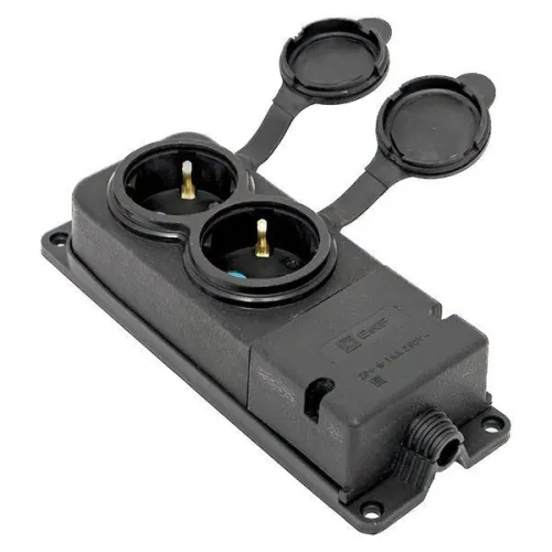 Колодка 2-м 16А IP44 2P+PE 230В с защ. крышками каучук PROxima EKF RPS-018-16-230-44-r фото 4