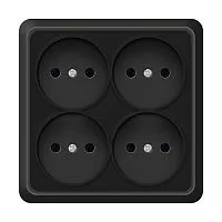 Розетка 4-м ОП Олимп 16А IP20 квадрат без заземл. черн. Universal 2220