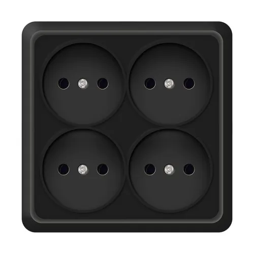 Розетка 4-м ОП Олимп 16А IP20 квадрат без заземл. черн. Universal 2220