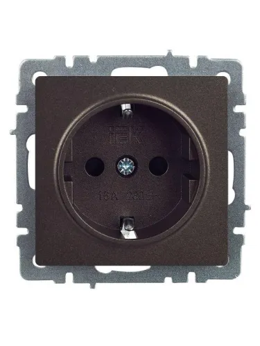 Розетка 1-м СП BRITE РС14-1-0-БрТБ 16А с заземл. защ. шторки механизм бронза IEK BR-R14-16-K45 фото 3