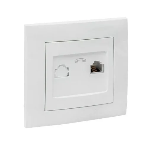 Розетка телефонная 1-м СП Валенсия RJ11 бел. PROxima EKF EWT01-034-10 фото 3