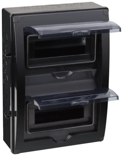 Щиток отркрытая проводка на 20 модулей с 2 вертик.дверцами 390х302х120мм черный IP65 УХЛ1 Ruvinil 69020Ч