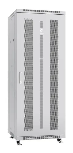 Шкаф монтажный телекоммуникационный напольн. ND-05C-32U60/80 19дюйм 32U 600х800х1610мм для распределит. и серверн. оборудования; передн. и задн. перфорир. двери ручка с замком RAL 7035 сер. Cabeus 7225c