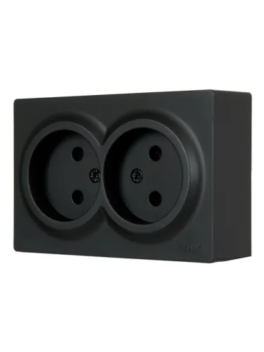 Розетка 2-м ОП LETO без заземл. закрытый корпус ПБТ черн. бархат LEZARD 752-4200-128B фото 3