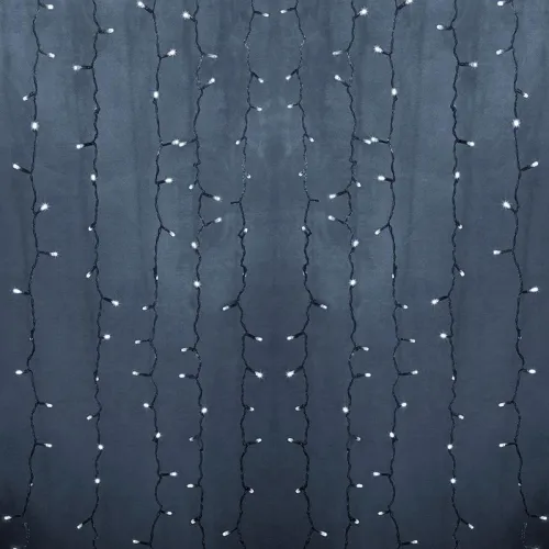 Гирлянда Дождь "ПЛЕЙ-ЛАЙТ ВОДОПАД" 2х9м (с контроллером с трансформатором) 480LED 30Вт 24В IP44 прозр. провод бел. NEON-NIGHT 235-495