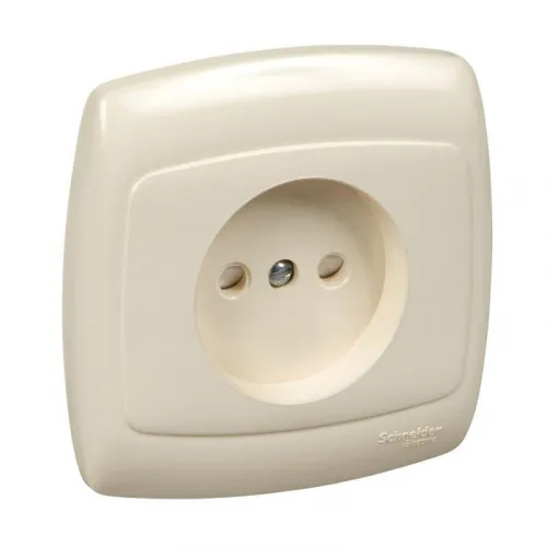 Розетка 1-м СП Рондо 10А IP20 250В без заземл. защ. шторки сл. кость SchE RS10-122-SI