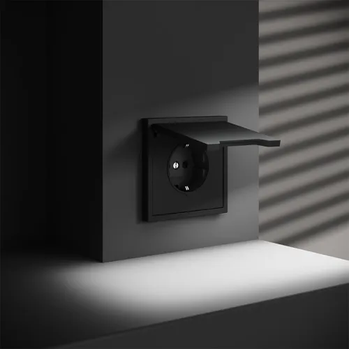 Розетка 1-м СП S70 16А с заземл. защ. шторки + крышка механизм черн. матов. Voltum VLS040308 фото 6
