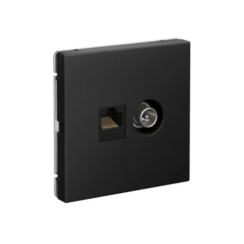 Розетка компьютерная + телевизионная 2-м ArtGallery RJ45 + TV кат.5E карбон SE GAL001089 фото 2