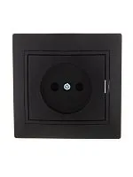 Розетка 1-м СП Mira 16А IP20 без заземл. со вставкой керамика черн. бархат LEZARD 701-4242-121