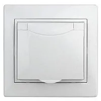 Розетка 1-м СП Plano 1-209-01 16А IP44 250В 2P+E Schuko с заземл. защ. шторки с крышкой бел. Intro Б0048033