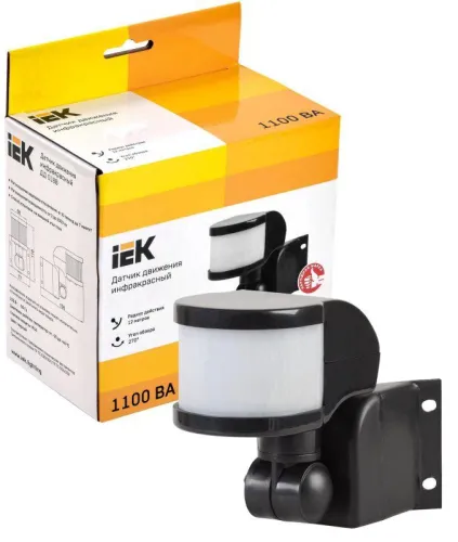 Детектор движения ДД 018 1100Вт угол обз. 270град. дальн. 12м IP44 черн. IEK LDD10-018B-1100-002 фото 2